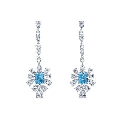 Sotiya Radiant Cut Snowflake Cluster Chandelier Earrings High-carbon Zircon Sterling Silver-Sotiya