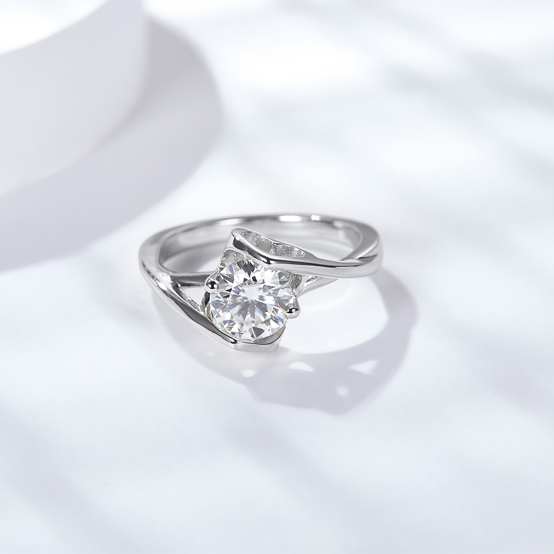 Sotiya Solitaire Heart Design Round Cut Moissanite Engagement Ring Sterling Silver-Sotiya