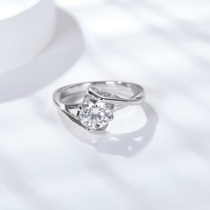 Sotiya Solitaire Heart Design Round Cut Moissanite Engagement Ring Sterling Silver-Sotiya