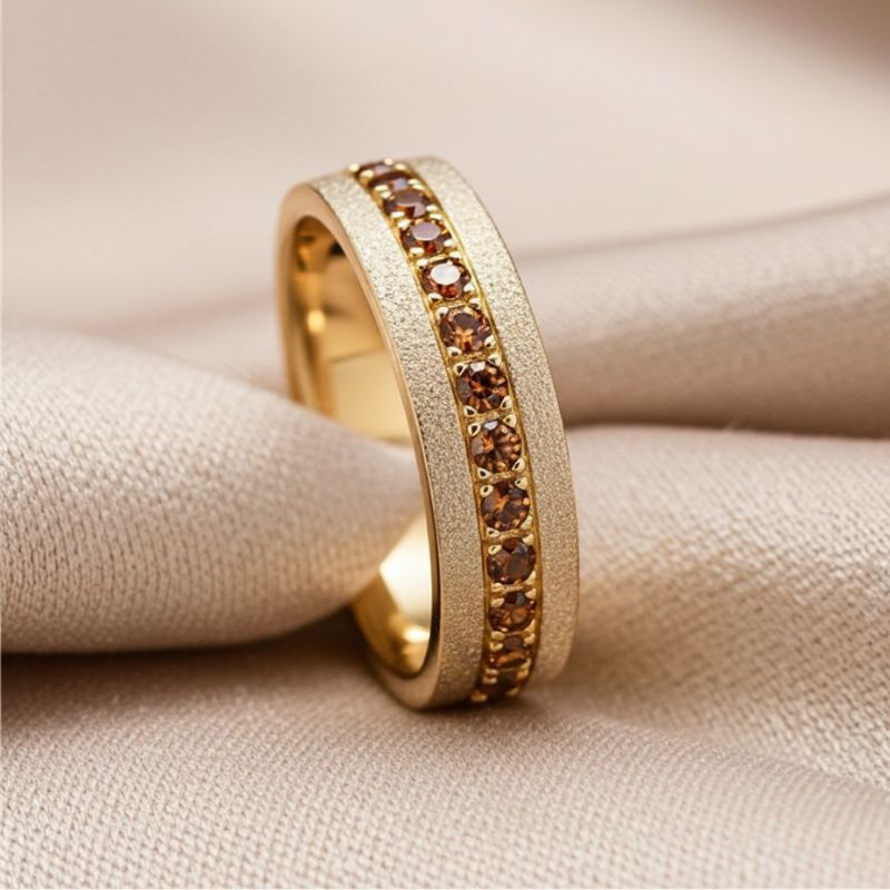 Sotiya Sandblasted Coffee Unisex Wedding Ring Eternity Band Sterling Silver-Sotiya