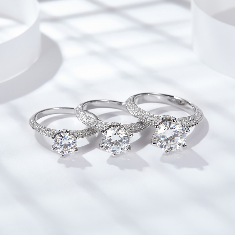 Sotiya Crown Design Round Cut Moissanite Engagement Ring Sterling Silver-Sotiya