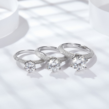 Sotiya Crown Design Round Cut Moissanite Engagement Ring Sterling Silver-Sotiya