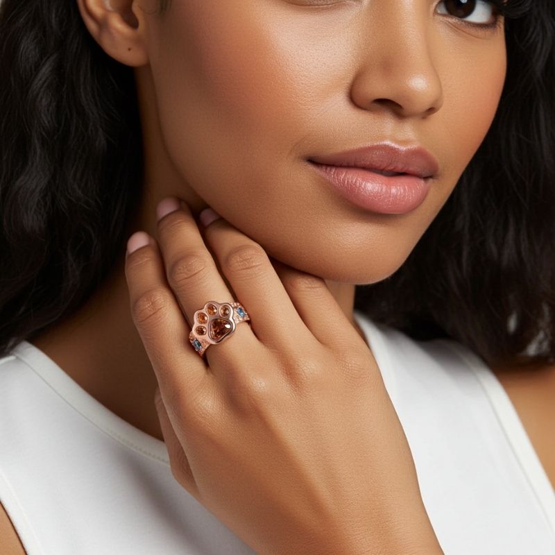 Sotiya Best Buds Chocolate Heart Cut Little Monster Paw Inspired Cocktail Ring Sterling Silver-Sotiya