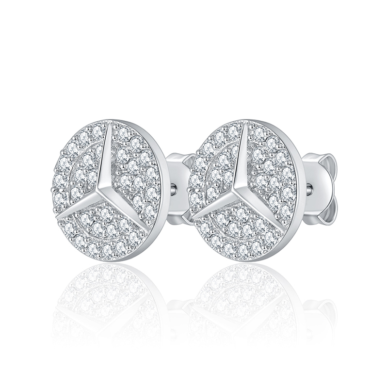 Sotiya Round Cut Moissanite Stud Earrings Sterling Silver-Sotiya