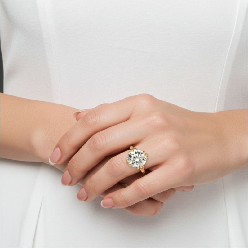 Sotiya Cathedral Cushion Cut Tapered Shank Engagement Ring Sterling Silver-Sotiya