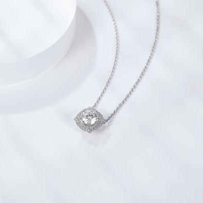 Sotiya Belle Geometry Round Cut Moissanite Necklace Sterling Silver-Sotiya