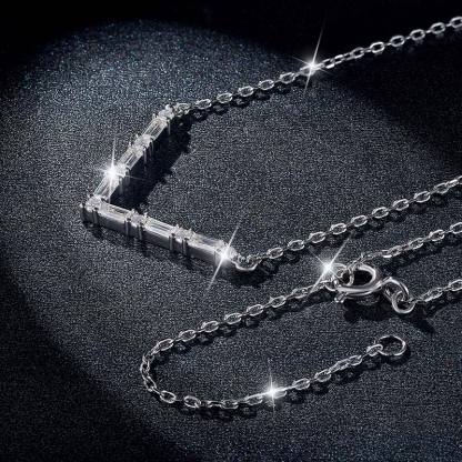 Sotiya V-Shaped Moissanite Necklace Sterling Silver-Sotiya