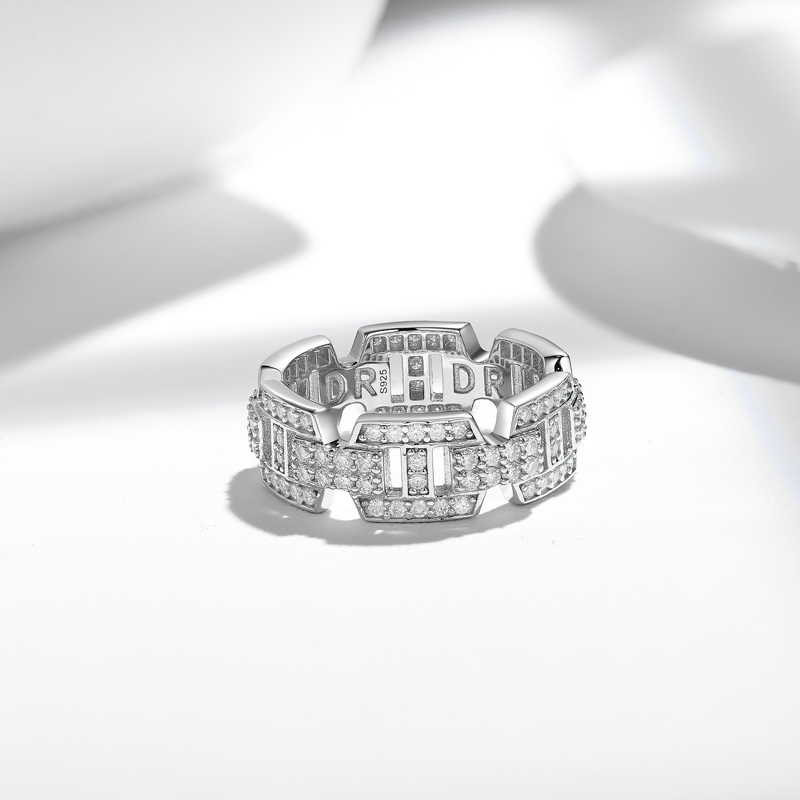 Sotiya Pave Chain Moissanite Women's Wedding Ring Sterling Silver-Sotiya