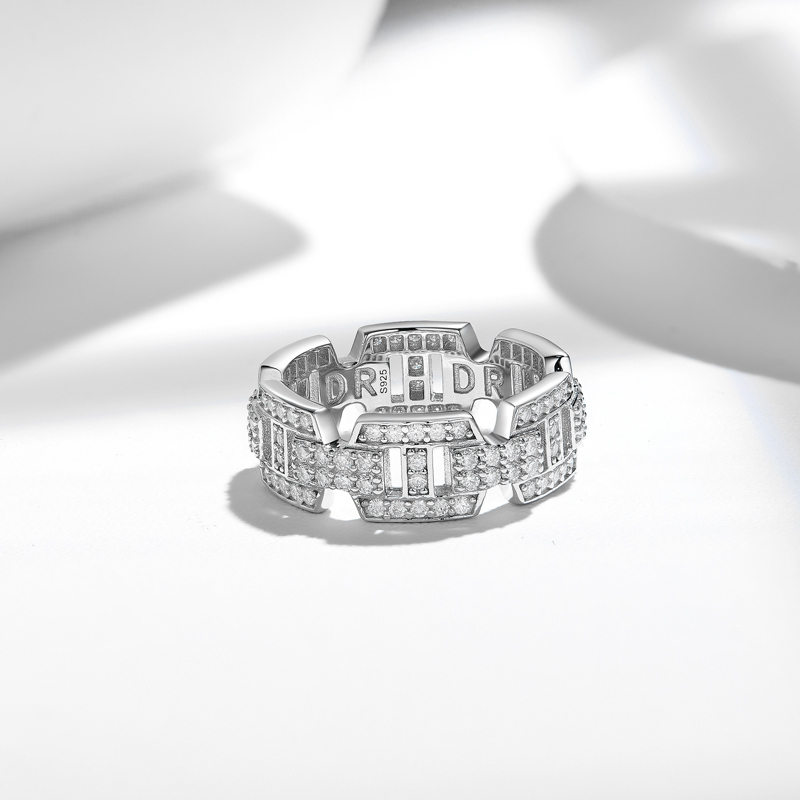 Sotiya Pave Chain Moissanite Women's Wedding Ring Sterling Silver-Sotiya