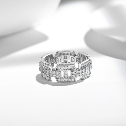 Sotiya Pave Chain Moissanite Women's Wedding Ring Sterling Silver-Sotiya