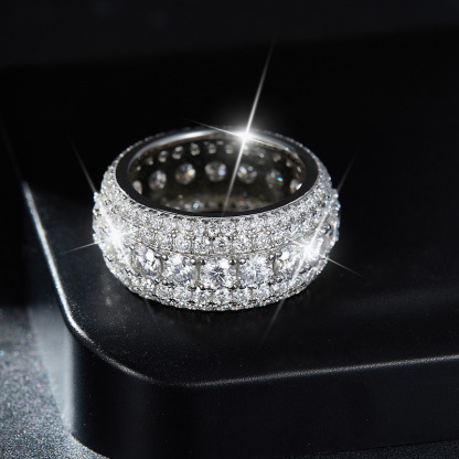 Sotiya Wide Round Cut Moissanite Eternity Ring Sterling Silver-Sotiya