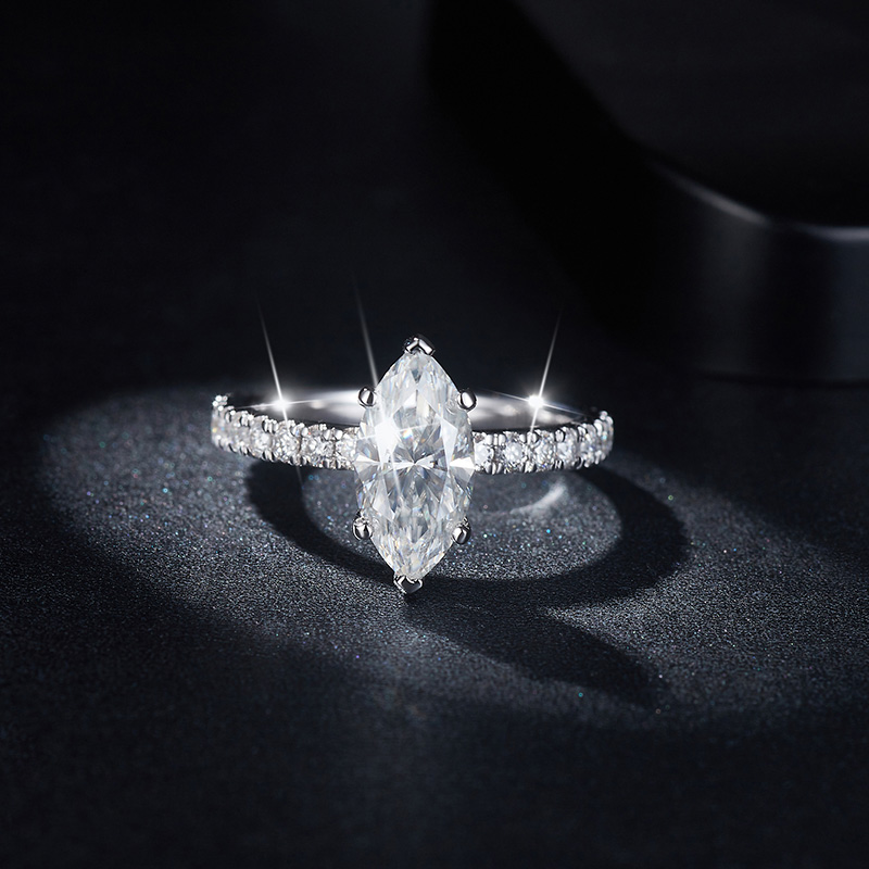 Sotiya 6 Prong Marquise Cut Moissanite Engagement Ring Sterling Silver-Sotiya