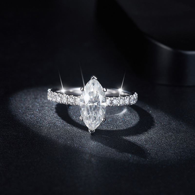 Sotiya 6 Prong Marquise Cut Moissanite Engagement Ring Sterling Silver-Sotiya