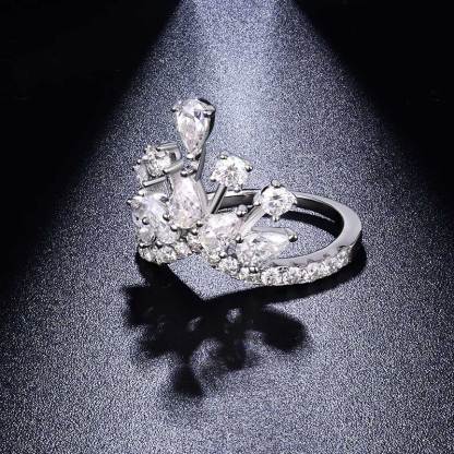 Sotiya Luxury Crown Moissanite Cocktail Ring Sterling Silver-Sotiya