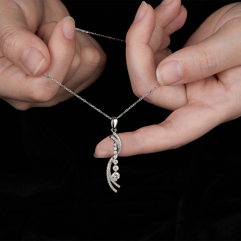 Sotiya Swirl Round Cut Moissanite Necklace Sterling Silver-Sotiya