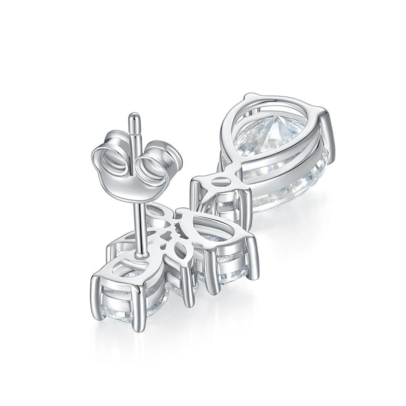 Sotiya Vintage Leaf Design Pear Cut Moissanite Drop Earrings Sterling Silver-Sotiya