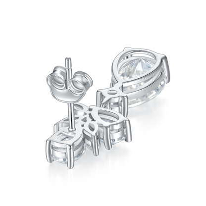 Sotiya Vintage Leaf Design Pear Cut Moissanite Drop Earrings Sterling Silver-Sotiya