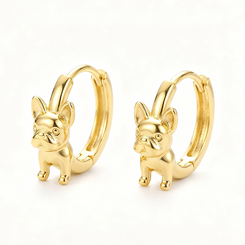 Sotiya Cute French Bulldog Hoop Earrings Sterling Silver-Sotiya