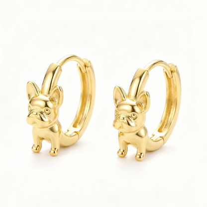 Sotiya Cute French Bulldog Hoop Earrings Sterling Silver-Sotiya