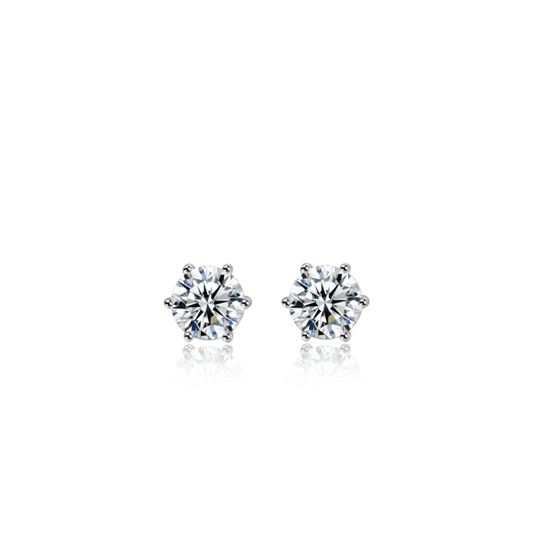 Sotiya Classic 6 Prong Solitaire Round Cut Moissanite Stud Earrings Sterling Silver-Sotiya