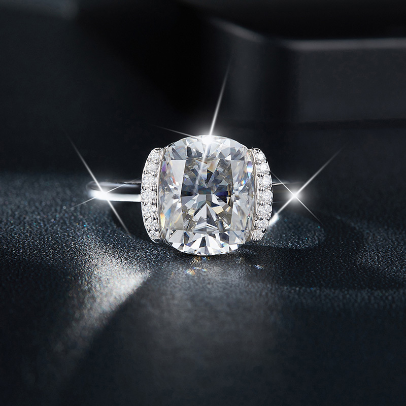 Sotiya Tension Set Radiant Cut Moissanite Engagement Ring Sterling Silver-Sotiya