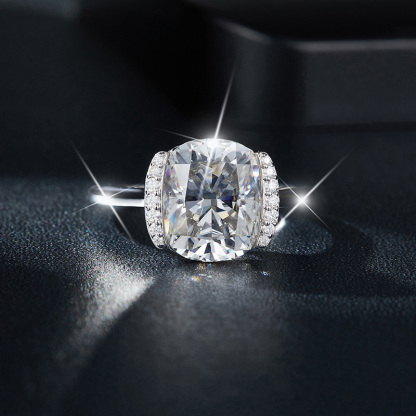 Sotiya Tension Set Radiant Cut Moissanite Engagement Ring Sterling Silver-Sotiya