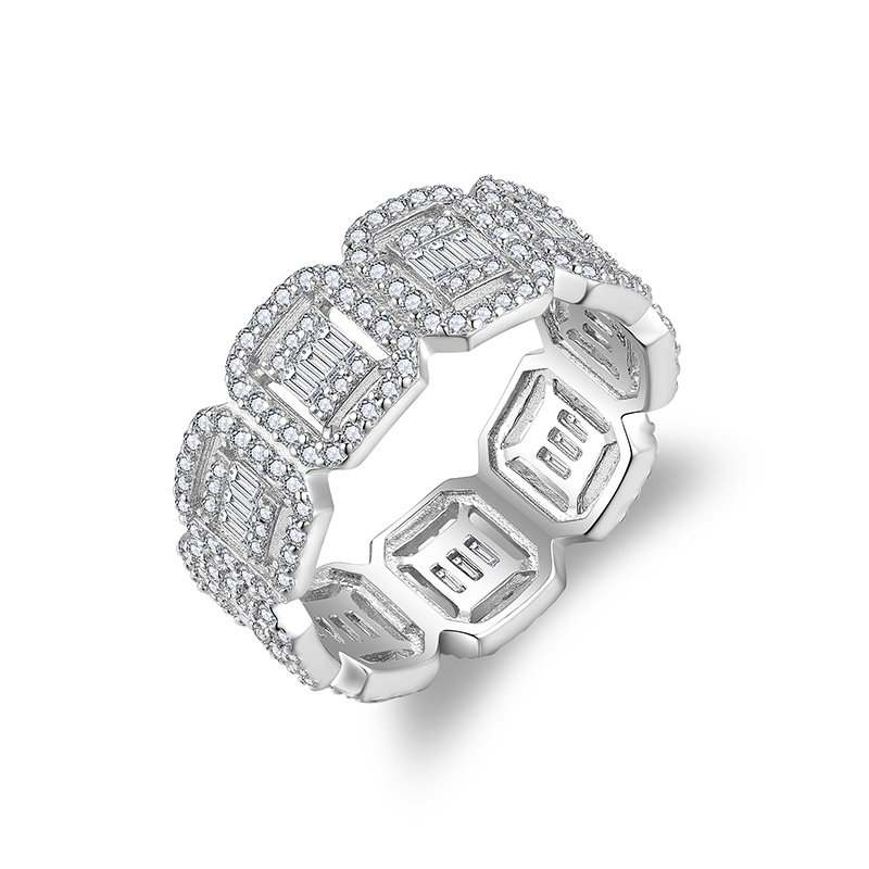 Sotiya Square Moissanite Eternity Ring Sterling Silver-Sotiya