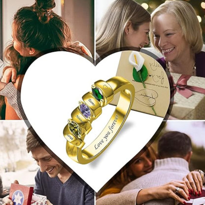 Sotiya Marquise Cut Custom 12 Birthstone Engraved Name Promise Ring Sterling Silver-Sotiya