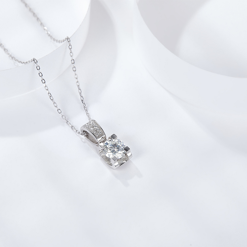 Sotiya Round Cut Moissanite Necklace Sterling Silver-Sotiya