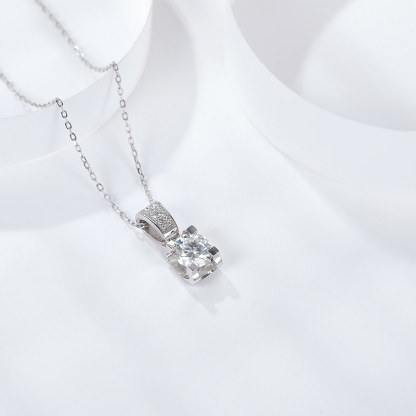 Sotiya Round Cut Moissanite Necklace Sterling Silver-Sotiya