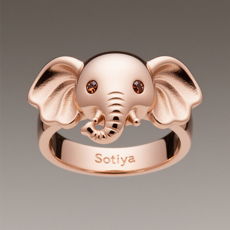 Sotiya Best Buds Cute Elephant Coffee Ring Sterling Silver-Sotiya