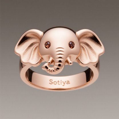 Sotiya Best Buds Cute Elephant Coffee Ring Sterling Silver-Sotiya
