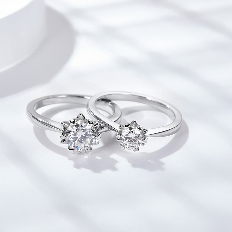 Sotiya Snowflake Round Cut Moissanite Engagement Ring Sterling Silver-Sotiya