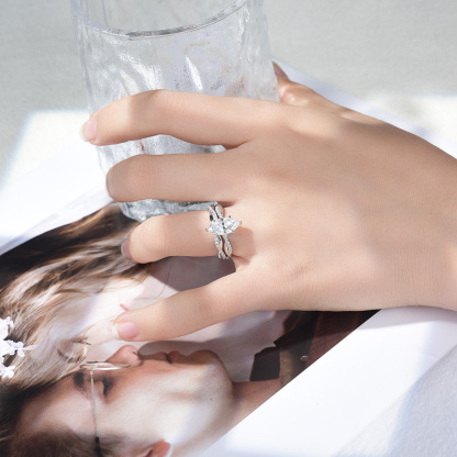 Sotiya Hidden Halo Twist Marquise Cut Moissanite Engagement Ring Sterling Silver-Sotiya