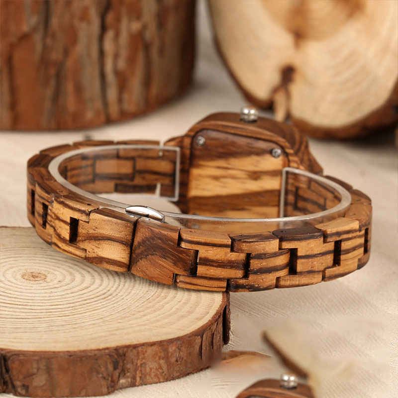 Sotiya Zebra and Maple Square Case Black Digital Face Women's Wooden Watch-Sotiya