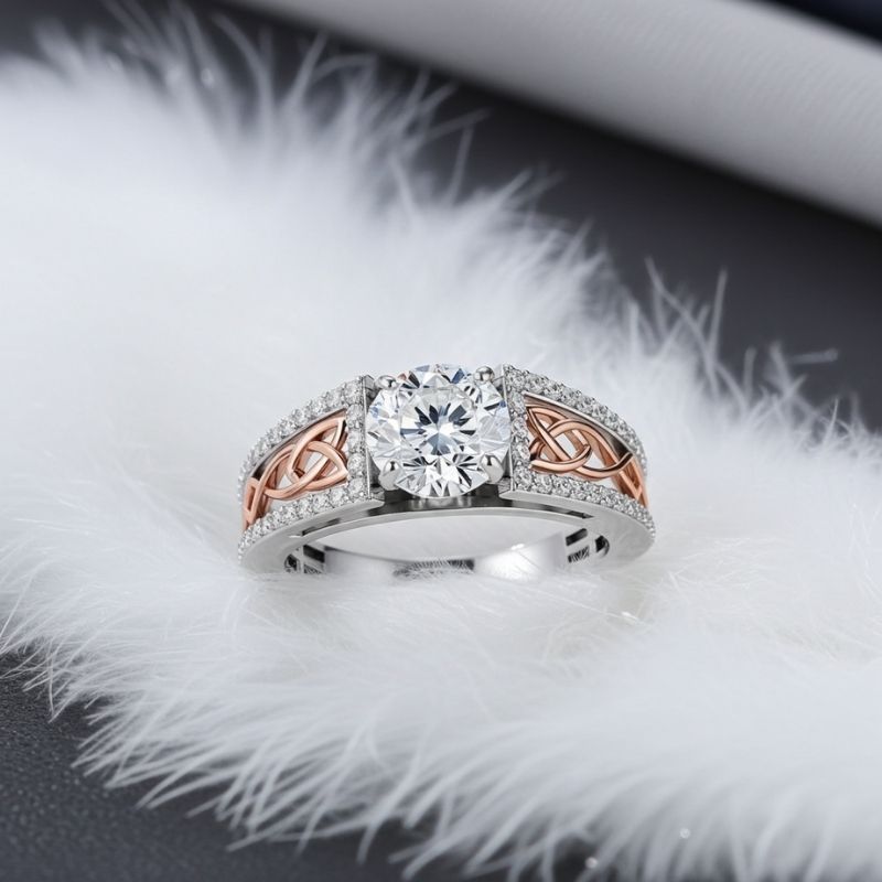 Sotiya Vintage Celtic Knot Round Cut Engagement Ring Sterling Silver-Sotiya