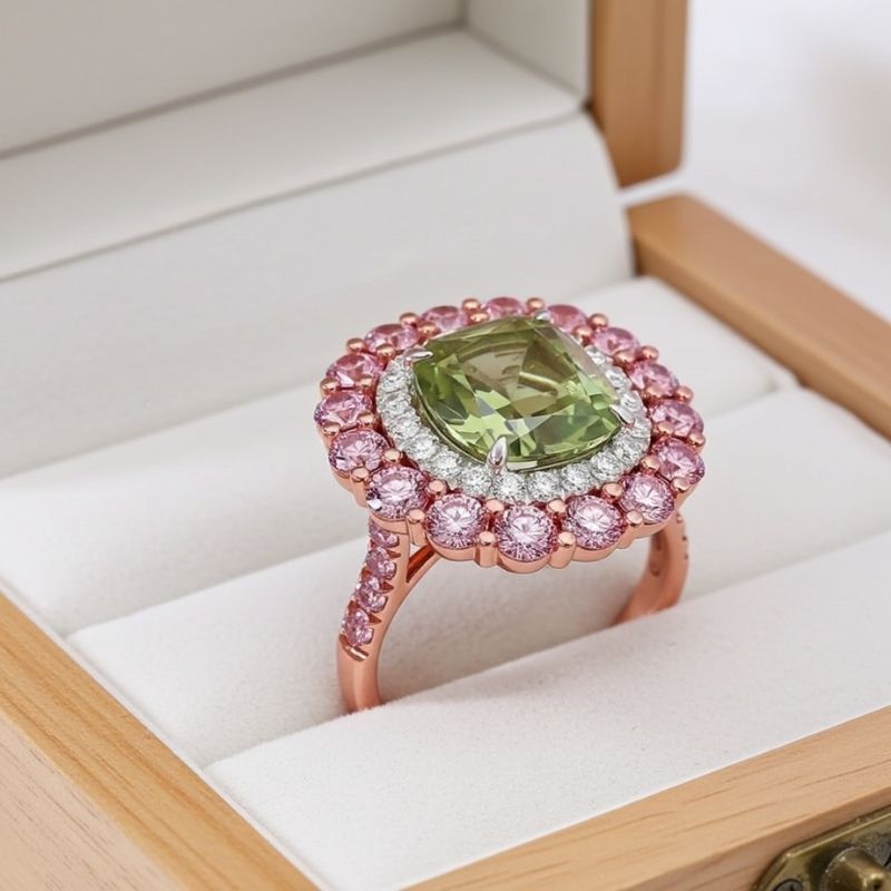 Sotiya Cathedral Cushion Cut Multi Colored Engagement Ring Sterling Silver-Sotiya