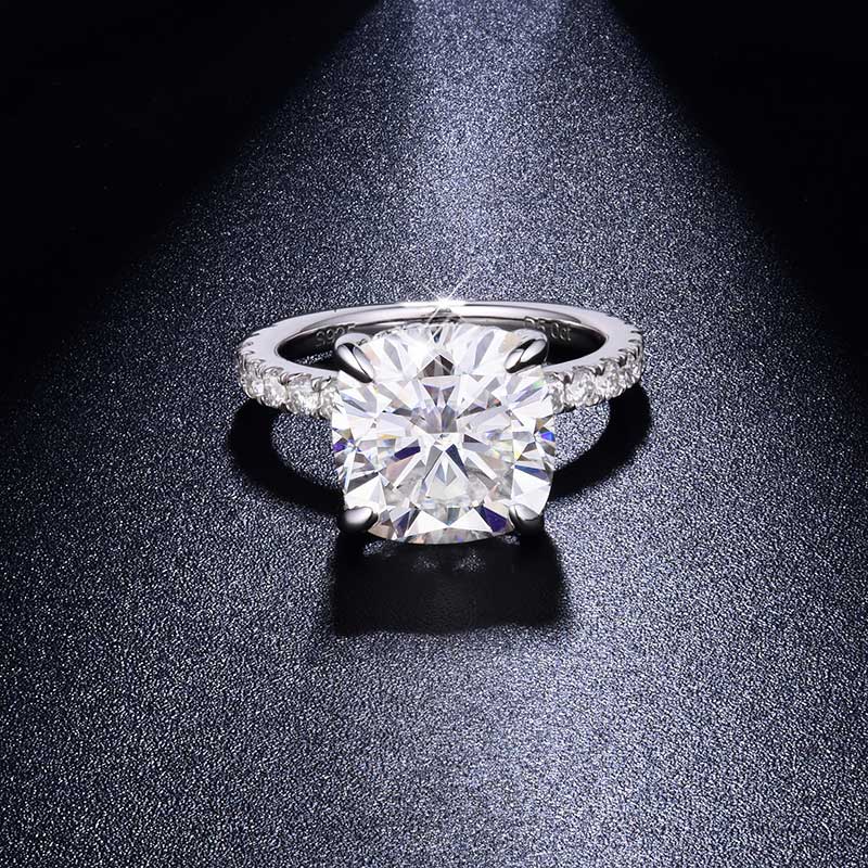 Sotiya Hidden Halo Cushion Cut Moissanite Engagement Ring Sterling Silver-Sotiya