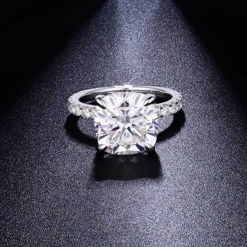 Sotiya Hidden Halo Cushion Cut Moissanite Engagement Ring Sterling Silver-Sotiya