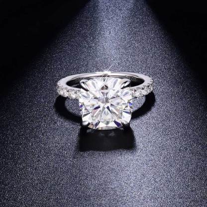 Sotiya Hidden Halo Cushion Cut Moissanite Engagement Ring Sterling Silver-Sotiya