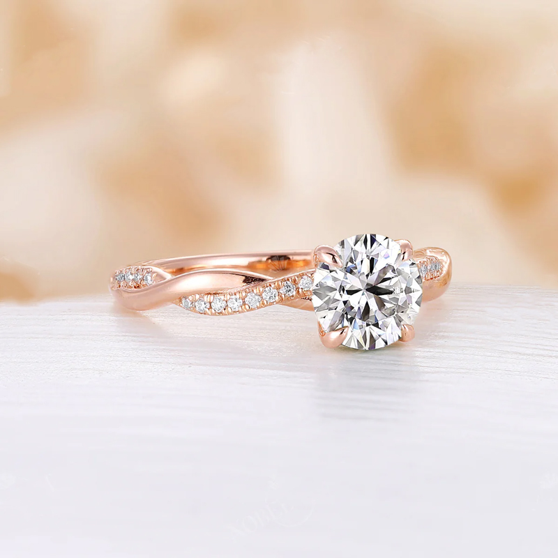 Sotiya Round Cut Moissanite Twist Engagement Ring Sterling Silver-Sotiya