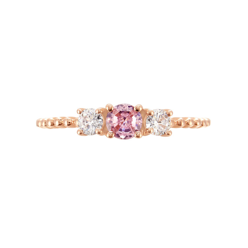 Sotiya Three Stone Rose Gold Tone Promise Ring Sterling Silver