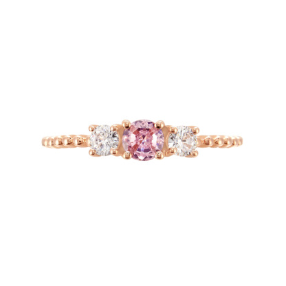 Sotiya Three Stone Rose Gold Tone Promise Ring Sterling Silver