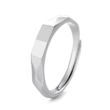 Sotiya "I Love" Secret Projection Adjustable Men's Wedding Ring Sterling Silver-Sotiya