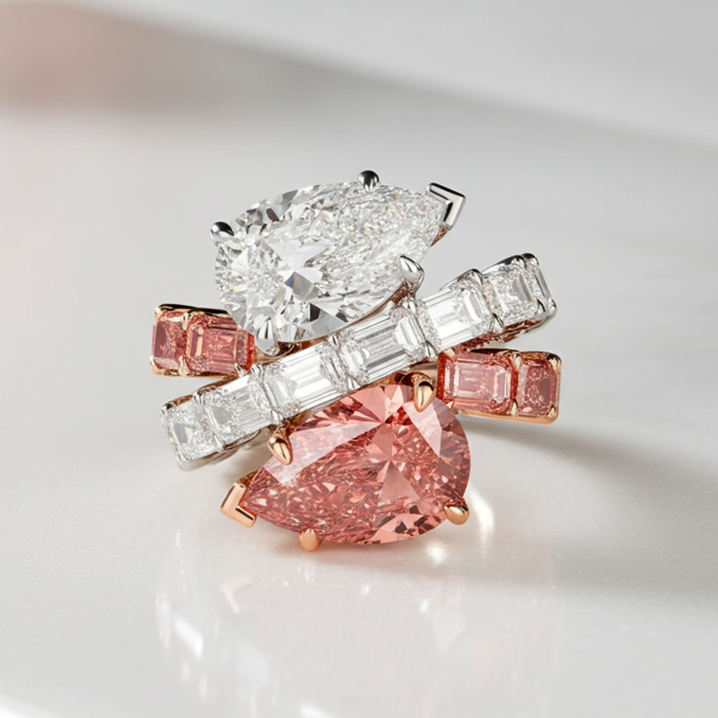 Sotiya Toi et Moi Crossover Pear Cut Two Stone Engagement Ring Sterling Silver-Sotiya