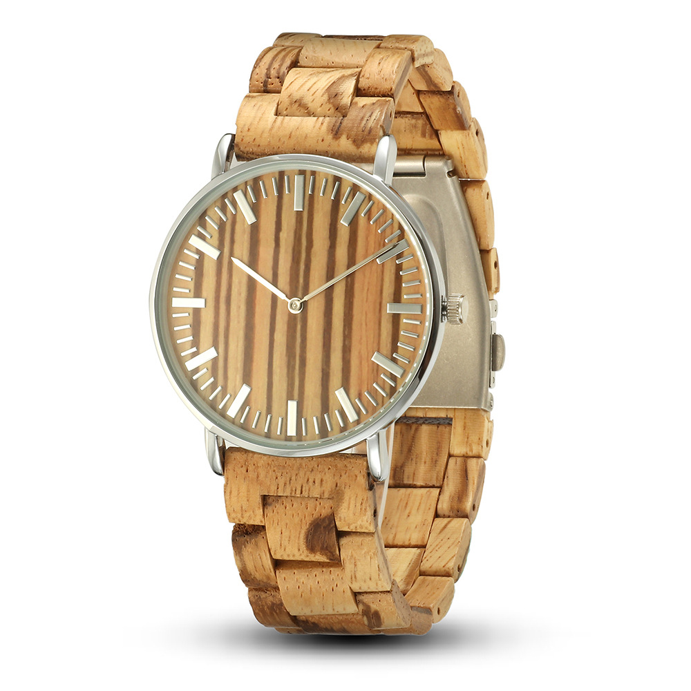 Sotiya Simple Zebrawood Sandalwood Quartz Coffee Wooden Watch-Sotiya