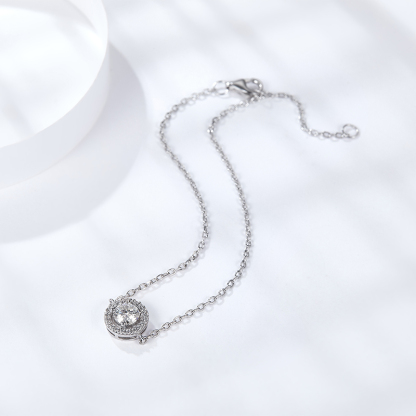 Sotiya Halo Round Cut Moissanite Bracelet Sterling Silver-Sotiya