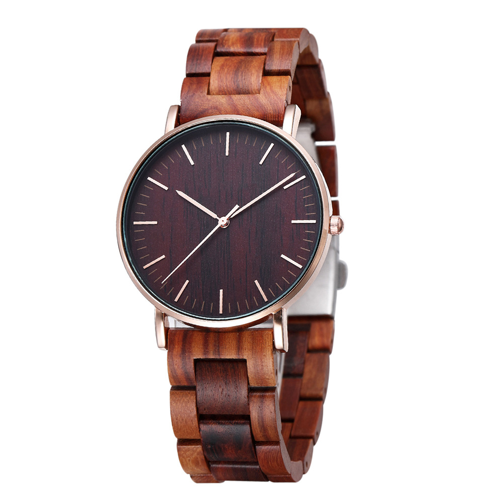 Sotiya Simple Zebrawood Sandalwood Quartz Coffee Wooden Watch-Sotiya