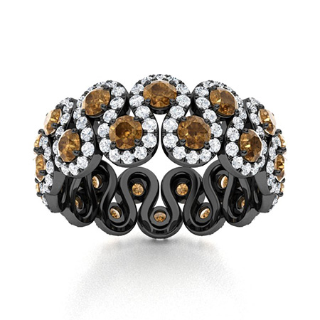 Sotiya S-shaped Round Cut Coffee Eternity Ring Sterling Silver-Sotiya