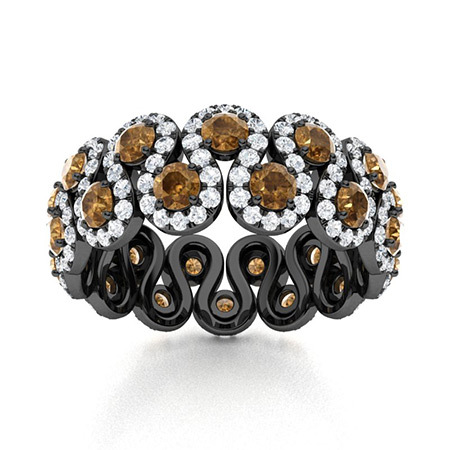 Sotiya S-shaped Round Cut Coffee Eternity Ring Sterling Silver-Sotiya